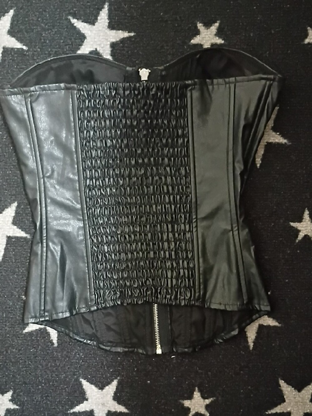Vintage! Charlotte Russe Black Faux Leather Zip-Front Corset Top. - Picture 3 of 7